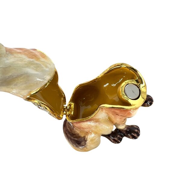 Red Fox Jeweled Enamel Trinket Box Rhinestones Gold Accents - Picture 7 of 11